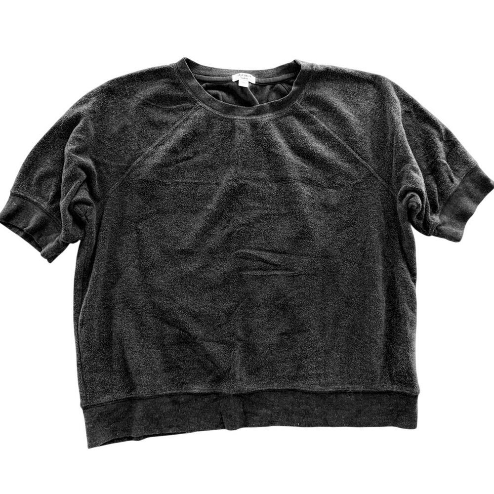 Dylan Black Short Sleeve Sweatshirt French Terry Textured Top Size Medium